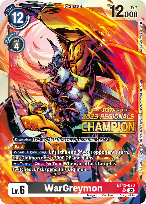 WarGreymon [BT12-070] (2023 Regionals Champion) [Across Time]