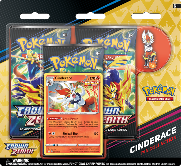 Pokemon - Crown Zenith - Cinderace Pin Collection - 3 Pack Blister