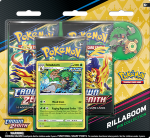 Pokemon - Crown Zenith - Rillaboom Pin Collection - 3 Pack Blister