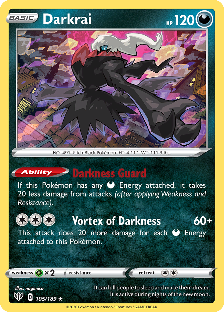 Darkrai (105/189) (Cosmos Holo) [Sword &amp; Shield: Darkness Ablaze] 