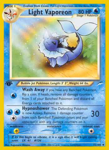 Light Vaporeon (52/105) [Neo Destiny 1st Edition] 