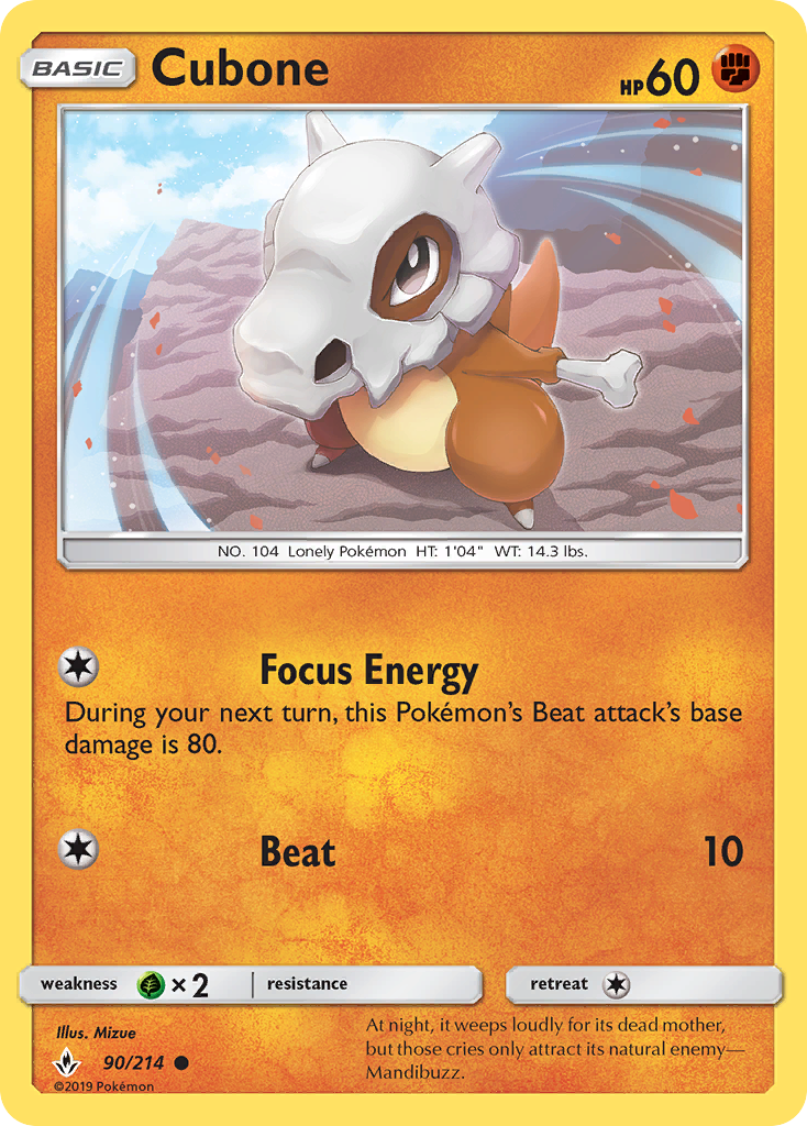 Cubone (90/214) [Sun &amp; Moon: Unbroken Bonds] 