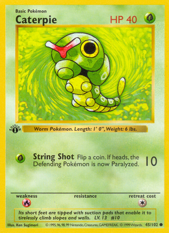 Caterpie (45/102) (Shadowless) [Base Set 1st Edition] 