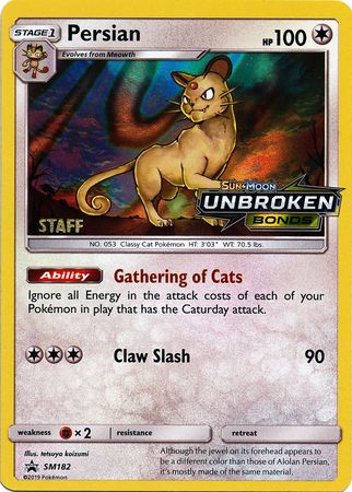 Persian (SM182) (Staff Prerelease Promo) [Sun &amp; Moon: Black Star Promos] 