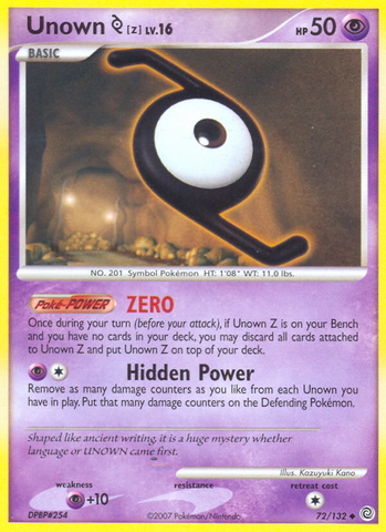 Unown Z (72/132) [Diamond &amp; Pearl: Secret Wonders] 