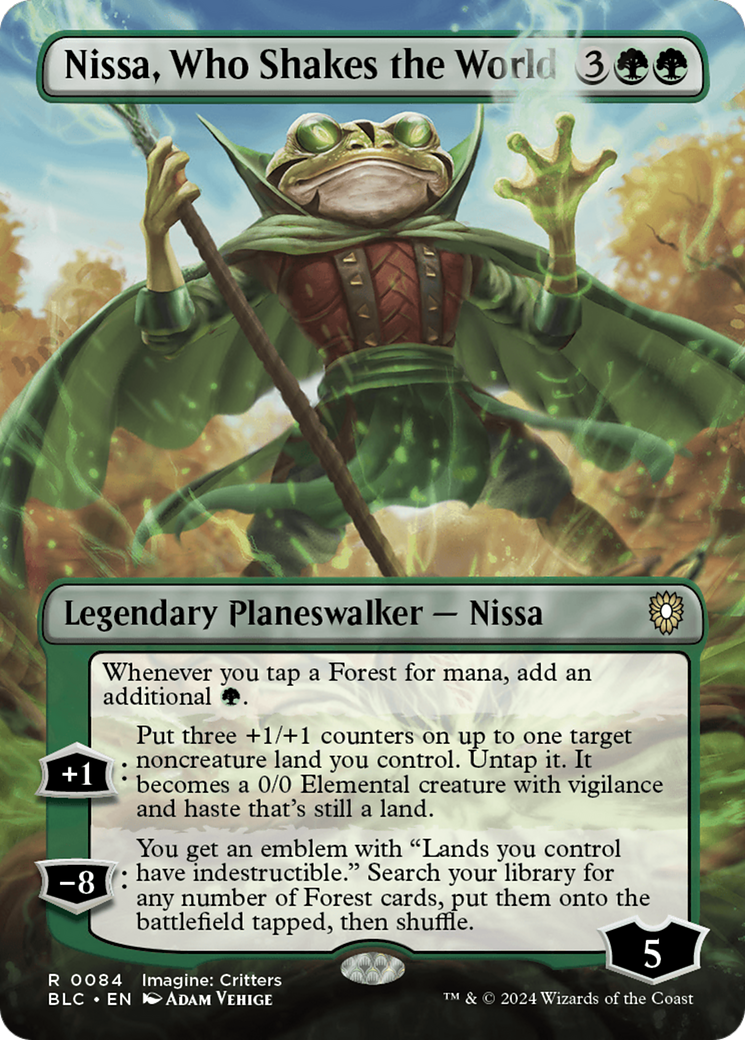 Nissa, Who Shakes the World (Borderless) [Bloomburrow Commander] 