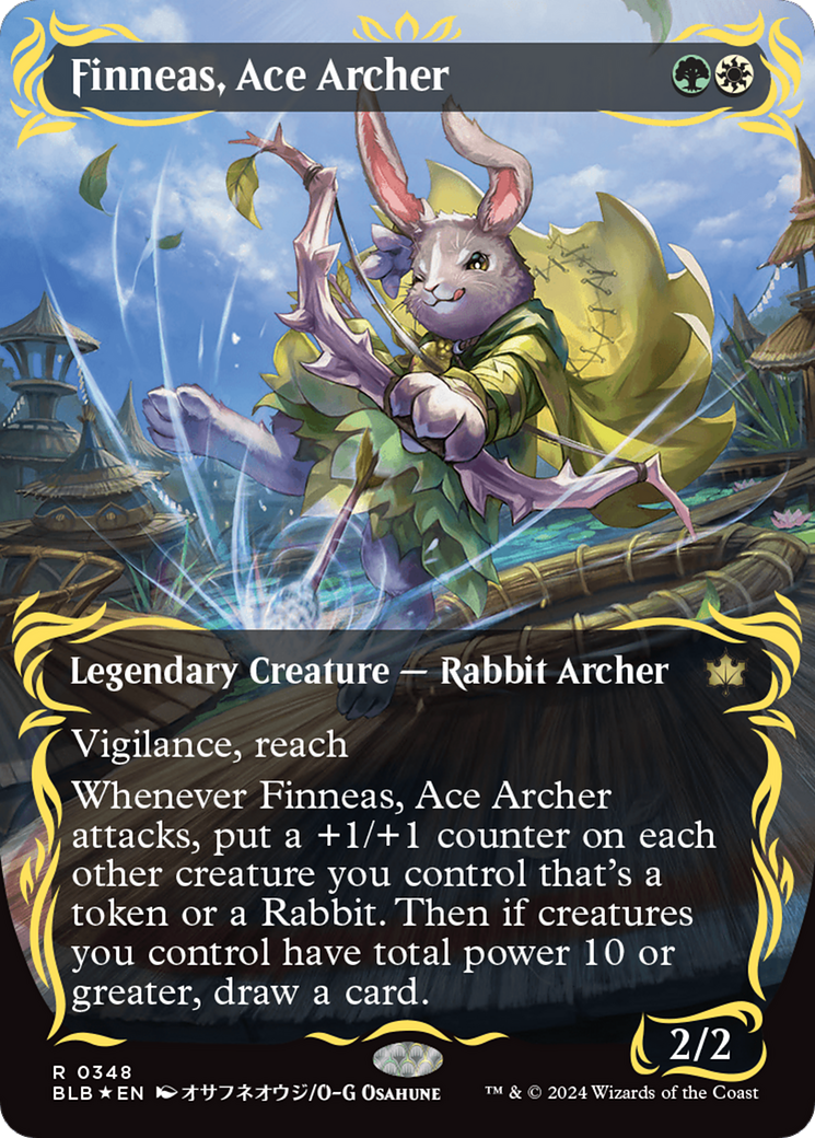 Finneas, Ace Archer (Borderless) (Raised Foil) [Bloomburrow] 