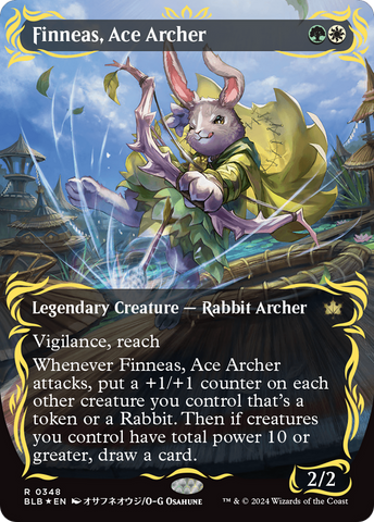 Finneas, Ace Archer (Borderless) (Raised Foil) [Bloomburrow] 