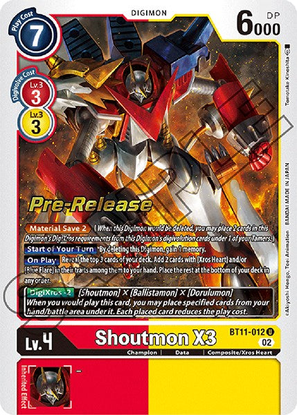Shoutmon X3 [BT11-012] [Dimensional Phase Pre-Release Promos] 