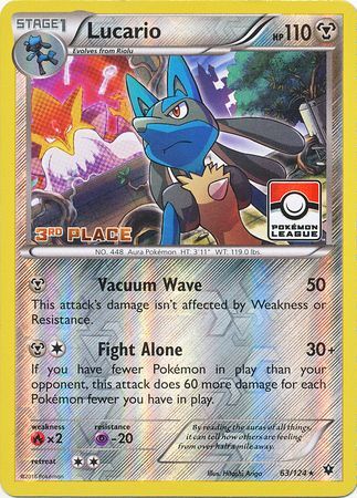 Lucario (63/124) (League Promo 3rd Place) [XY: Fates Collide] 