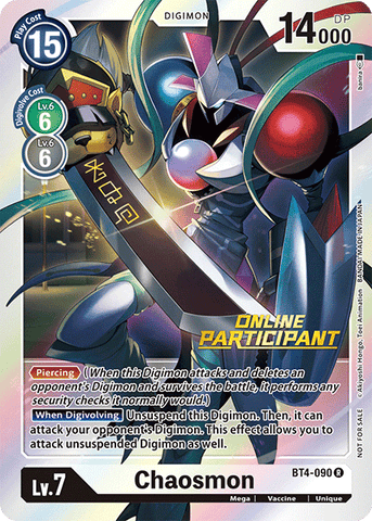 Chaosmon [BT4-090] (Online Participant) [Great Legend Promos] 