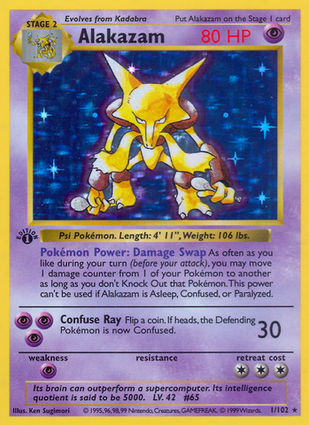 Alakazam (1/102) (Shadowless) [Base Set 1st Edition] 