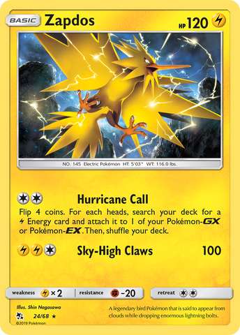 Zapdos (24/68) [Sun &amp; Moon: Hidden Fates] 