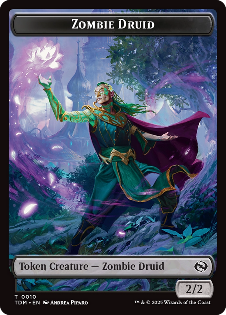 Salamander Warrior // Zombie Druid Double-Sided Token [Tarkir: Dragonstorm Commander Tokens] 