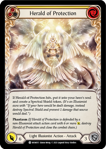 Herald of Protection (Yellow) [MON015-RF] (Monarch) 1st Edition Rainbow Foil 