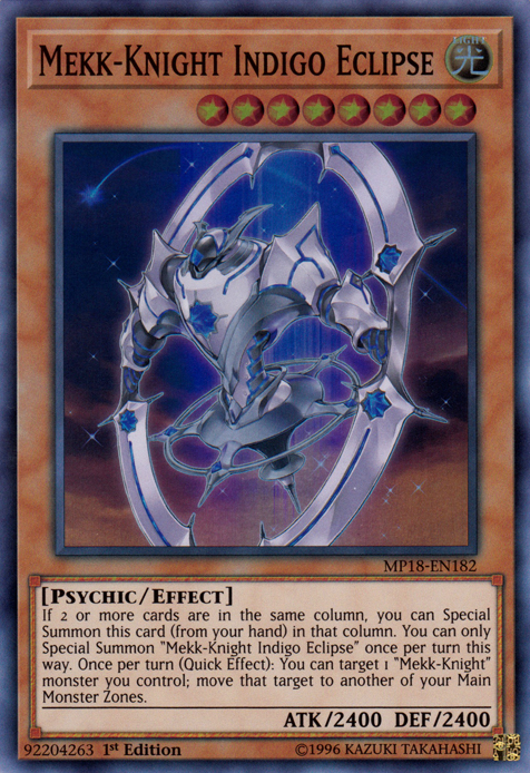 Mekk-Knight Indigo Eclipse [MP18-EN182] Super Rare 