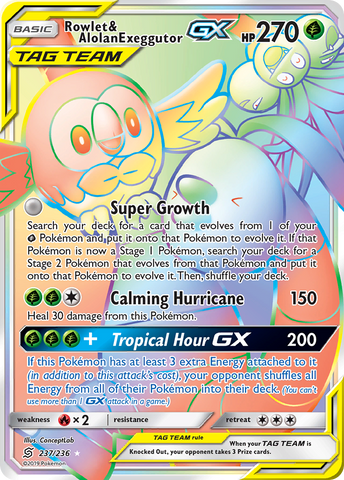 Rowlet &amp; Alolan Exeggutor GX (237/236) [Sun &amp; Moon: Unified Minds] 
