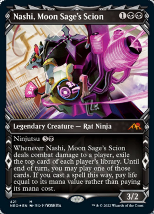 Nashi, Moon Sage's Scion (Showcase) (Foil Etched) [Kamigawa: Neon Dynasty]