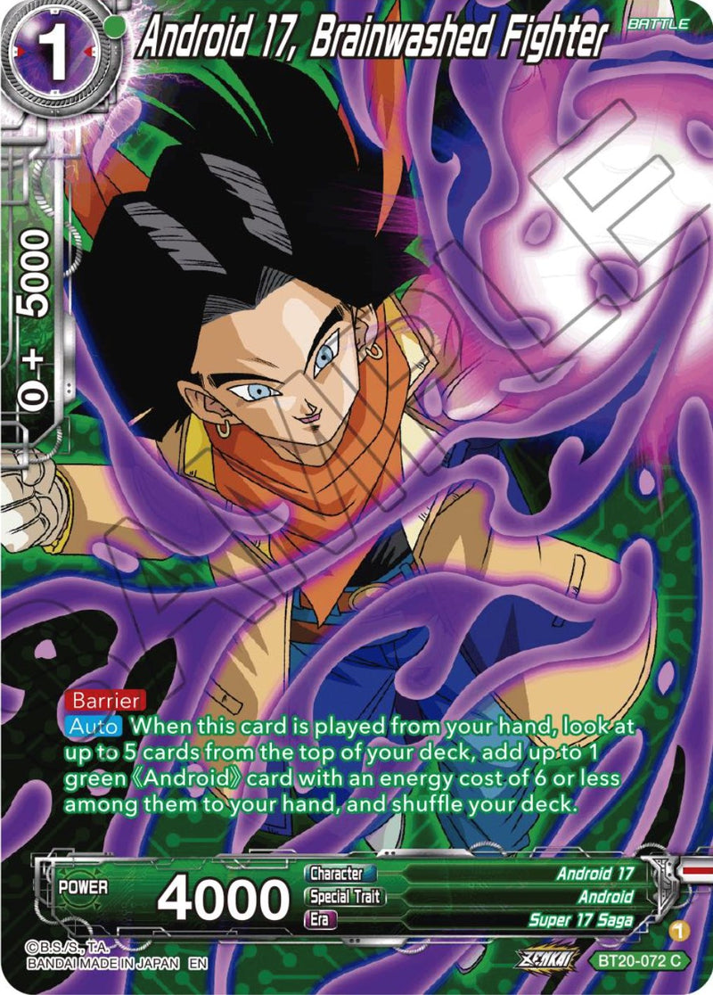 Android 17, Brainwashed Fighter (Silver Foil) (BT20-072) [Power Absorbed] 