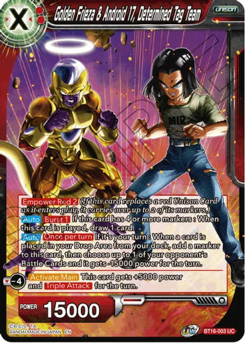 Golden Frieza &amp; Android 17, Determined Tag Team (BT16-003) [Realm of the Gods] 