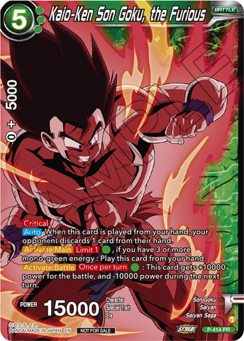 Kaio-Ken Son Goku, the Furious (Zenkai Series Tournament Pack Vol.1 Winner) (P-414) [Tournament Promotion Cards] 