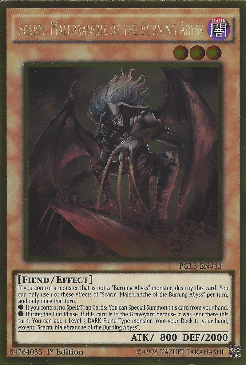 Scarm, Malebranche of the Burning Abyss [PGL3-EN043] Gold Rare 