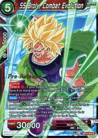 SS Broly, Combat Evolution (BT11-015) [Vermilion Bloodline Prerelease Promos] 
