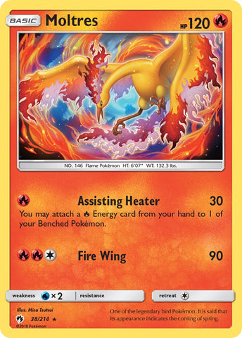 Moltres (38/214) (Let's Play, Eevee) Cracked Ice Holo) (Theme Deck Exclusive) [Sun &amp; Moon: Lost Thunder] 
