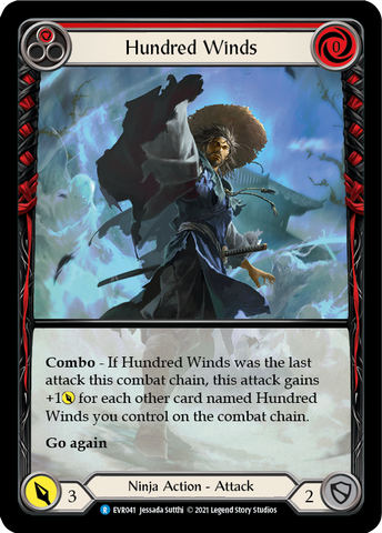 Hundred Winds (Red) [EVR041] (Everfest) 1st Edition Extended Art Rainbow Foil 