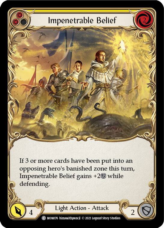 Impenetrable Belief (Yellow) [MON076-RF] (Monarch) 1st Edition Rainbow Foil 