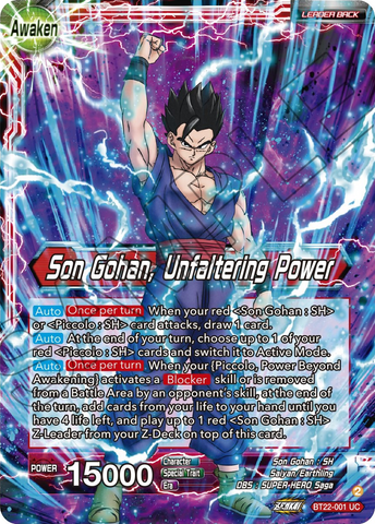 Son Gohan // Son Gohan, Unfaltering Power (BT22-001) [Critical Blow] 