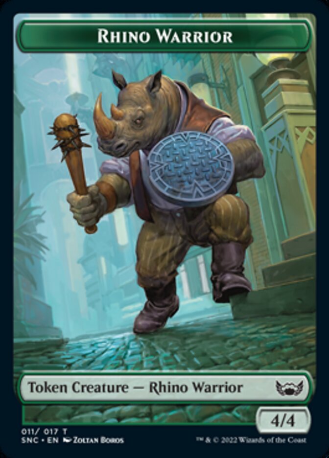 Cat // Rhino Warrior Double-Sided Token [Streets of New Capenna Tokens] 