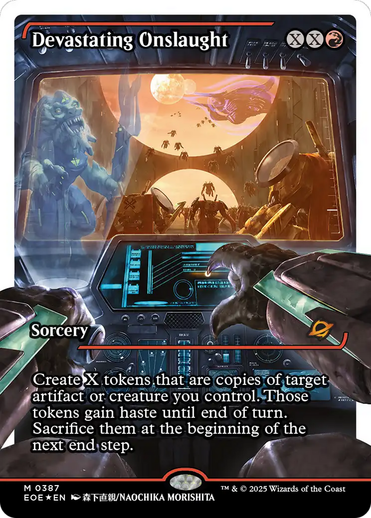 Devastating Onslaught (0387) (Showcase) (Fracture Foil) [Edge of Eternities] 