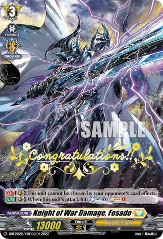 Knight of War Damage, Fosado (Hot Stamped) (BSF2022/VGD03EN 2022) [Bushiroad Event Cards] 