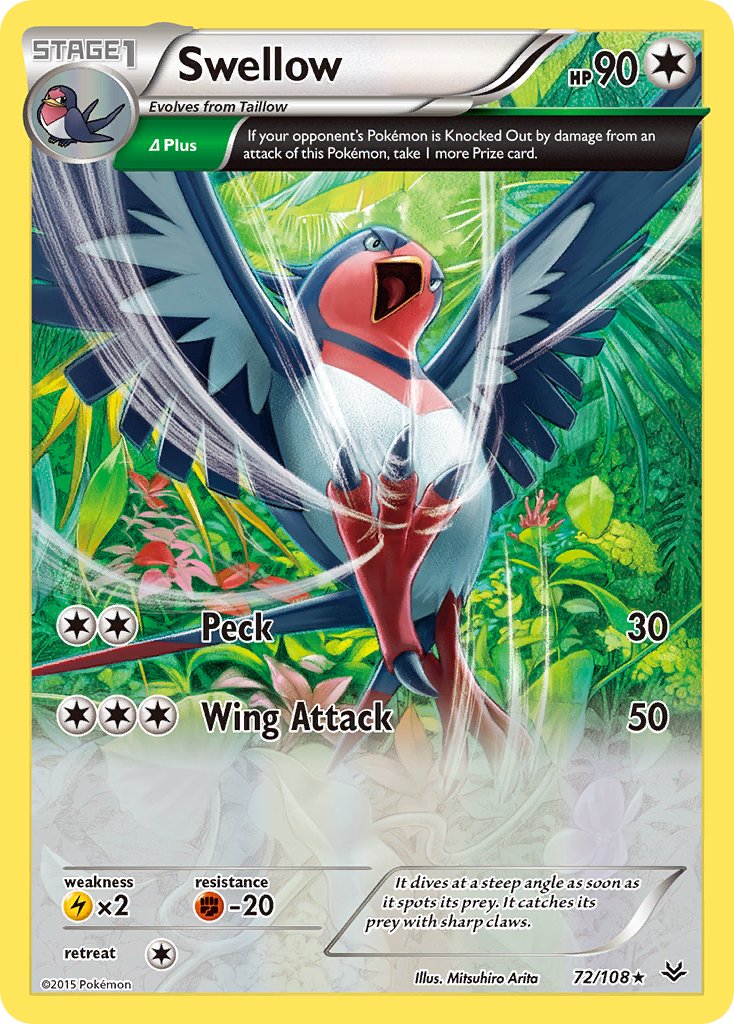 Swellow (72/108) (Theme Deck Exclusive) [XY: Roaring Skies] 