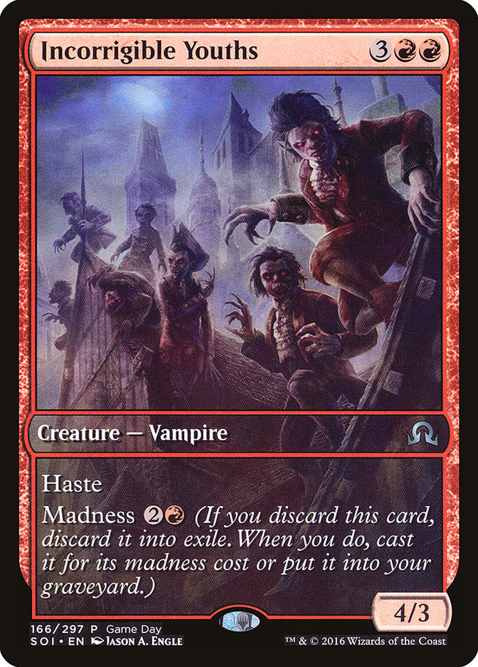 Incorrigible Youths (Game Day) (Extended Art) [Shadows over Innistrad Promos] 