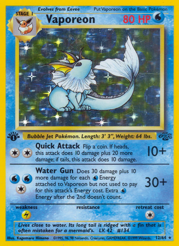 Vaporeon (12/64) [Jungle 1st Edition] 