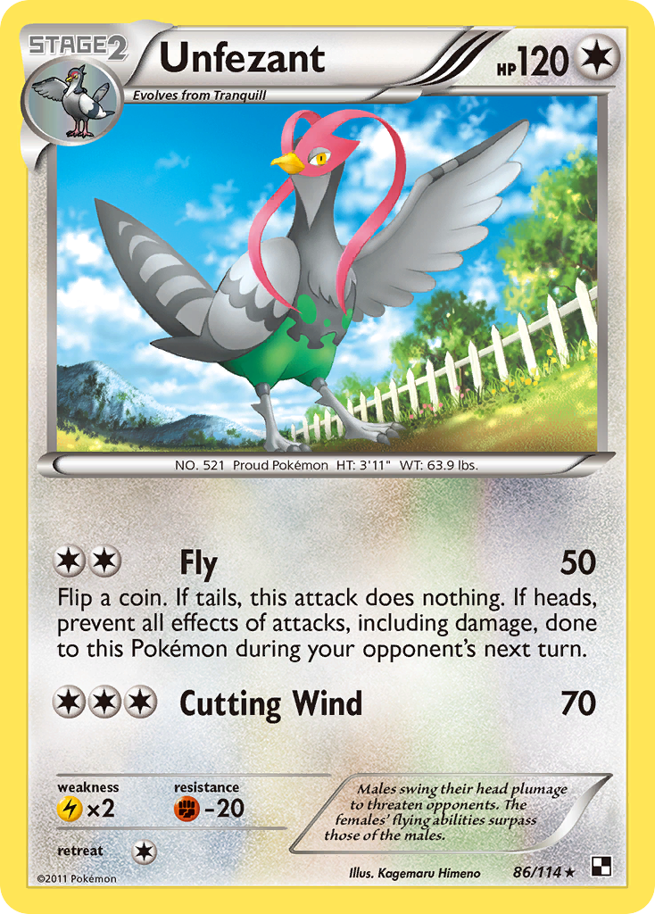 Unfezant (86/114) [Black &amp; White: Base Set] 