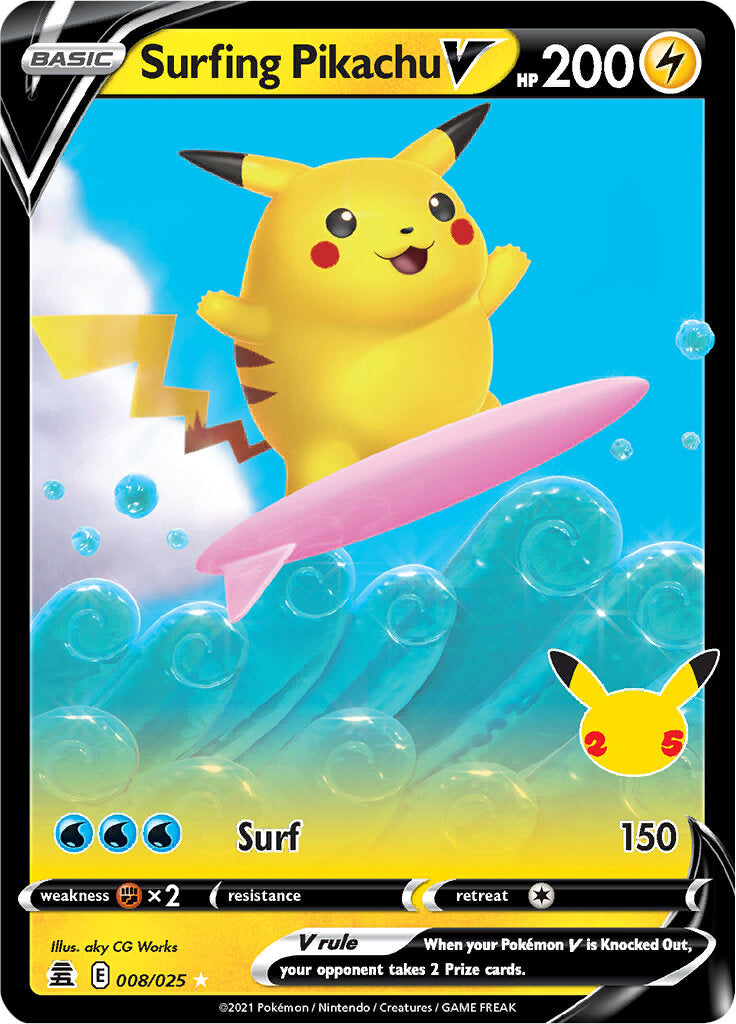 Surfing Pikachu V (008/025) [Celebrations: 25th Anniversary] 