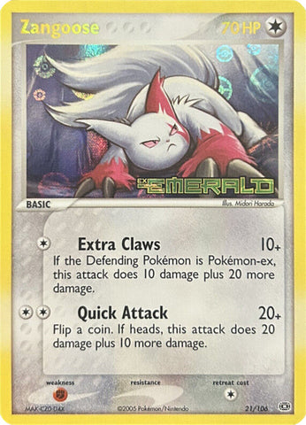 Zangoose (21/106) (Stamped) [EX: Emerald] 