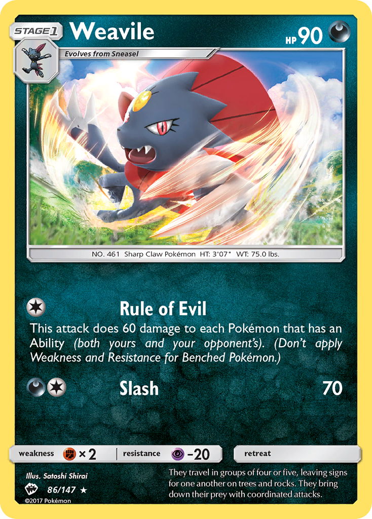 Weavile (86/147) [Sun &amp; Moon: Burning Shadows] 