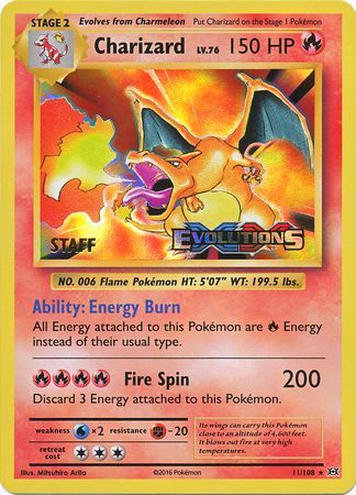 Charizard (11/108) (XY Evolutions Staff Prerelease) [XY: Black Star Promos] 