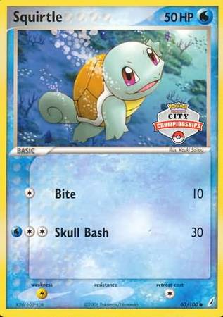 Squirtle (63/100) (City Championship Promo) [EX: Crystal Guardians] 