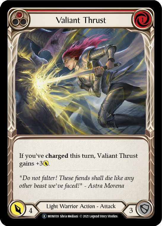 Valiant Thrust (Red) [U-MON039-RF] (Monarch Unlimited) Unlimited Rainbow Foil 