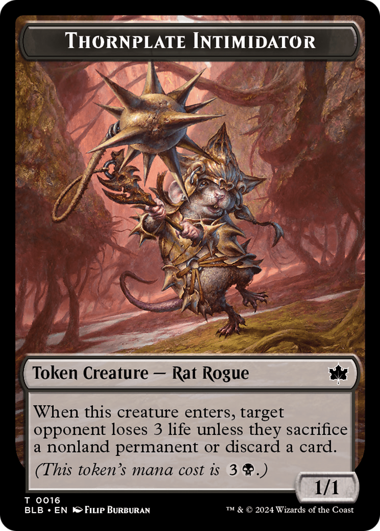 Otter // Thornplate Intimidator Double-Sided Token [Bloomburrow Tokens] 