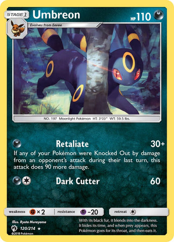 Umbreon (120/214) (Cosmos Holo) (Blister Exclusive) [Sun &amp; Moon: Lost Thunder] 