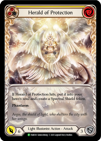 Herald of Protection (Yellow Extended Art) [FAB030] (Promo) Rainbow Foil 