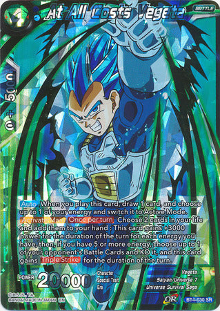 At All Costs Vegeta (Shatterfoil) (BT4-030) [Dragon Brawl] 
