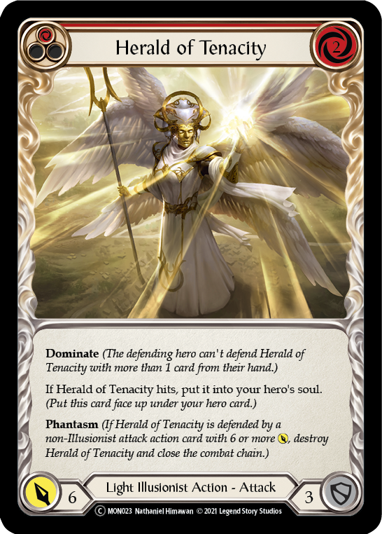 Herald of Tenacity (Red) [U-MON023-RF] (Monarch Unlimited) Unlimited Rainbow Foil 