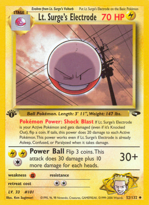 Lt. Surge's Electrode (52/132) [Gym Challenge 1st Edition] 